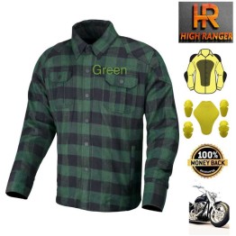 Men Motorbike Flannel Lumberjack Green Shirts Reinforced with DuPont™ Kevlar® fiber